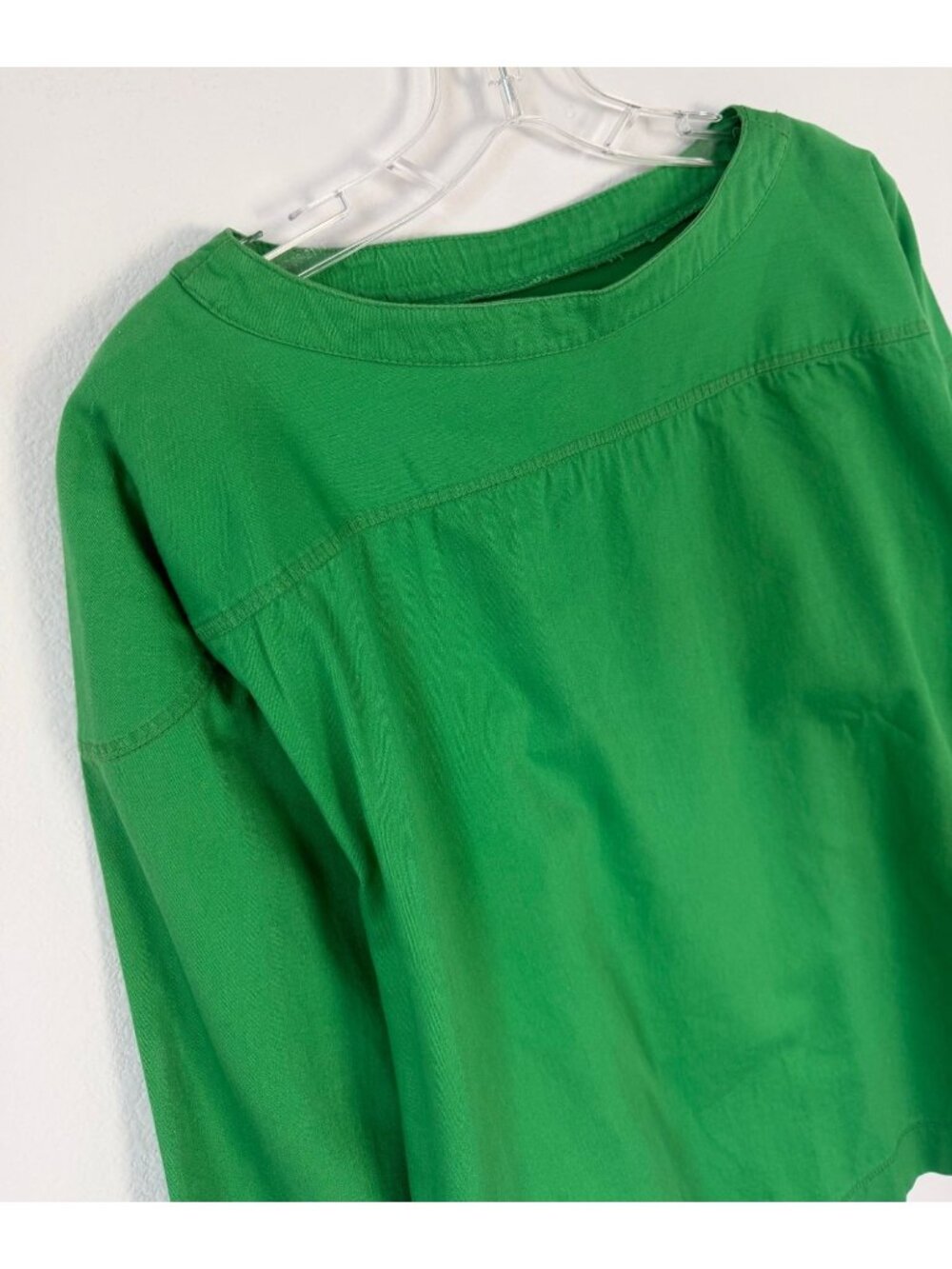 Gene Ewing Bis 100% Cotton 3/4 Sleeve Round Neck Green Blouse Women's Size M - Picture 5 of 9